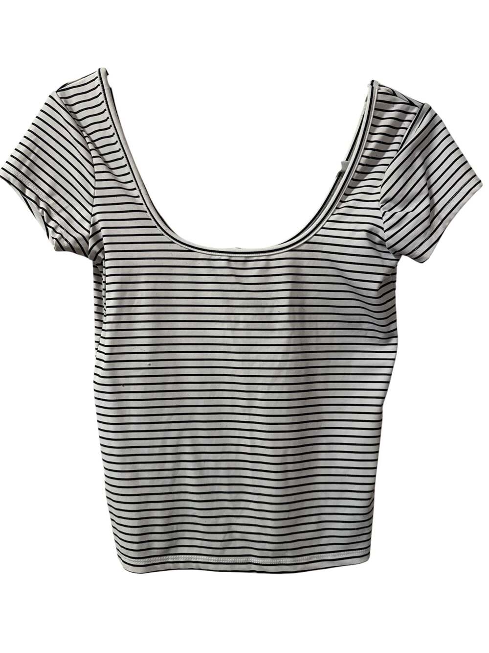 Cotton On Women's Striped Scoop Neck Cropped T-Shirt